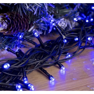 Новогодняя светодиодная гирлянда LED 10 метров, синий цвет, (эффект флэш)